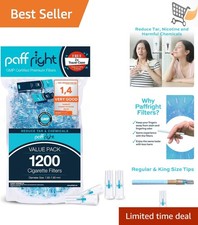 1200 Cigarette Filters Reusable Tar  Chemical Removal King  Regular Size