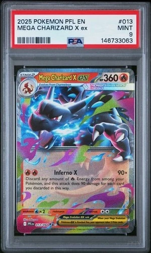 2025 POKEMON PHANTASMAL FLAMES MEGA CHARIZARD X EX 013/094 Double Rare - PSA 9