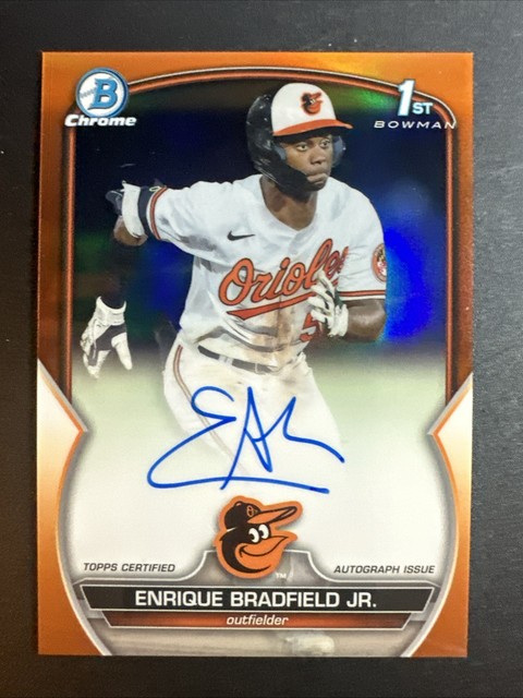 2023 Bowman Draft Baseball Enrique Bradfield Jr Orange Auto /25 CDA-EBR Orioles