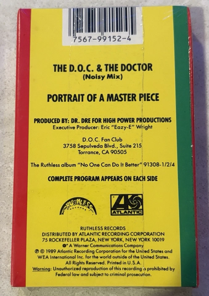 THE D.O.C. THE D.O.C. & THE DOCTOR CASSETTE SINGLE-NEW SEALED-DR. DRE-RUTHLESS - Image 2 of 4