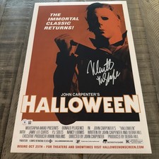 Halloween 12x18 Movie Poster Signed By Nick Castle Michael Myers BAS COA