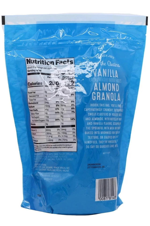 Paquete de 2 cereales Trader Joe's Just the Clusters vainilla almendra granola Foto 2 de 4