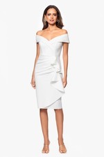 XSCAPE Women's Off-The-Shoulder Sweetheart Ruffle Dress Ivory Size 10 $229