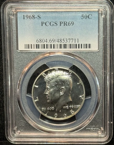 PCGS PR 69 - 1968 S Kennedy Half Dollar Silver 50C Coin -711