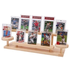 Wooden Trading Card Display Stand, 3-Tier Card Holder for Graded, Sports and ...
