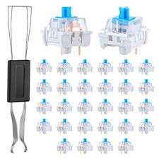 30Pcs Blue Mechanical Keyboard Switches 3Pin Tactile Clicky with Puller Tools