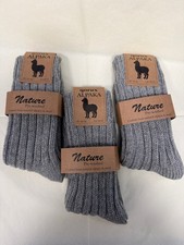 Alpaca wool winter socks thermal for women  men/3 pairs-Gray-10-12