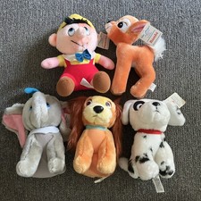 Vintage Walt Disney's Animated Film Classic Plush 7" Toys Lot of 5 with Tags