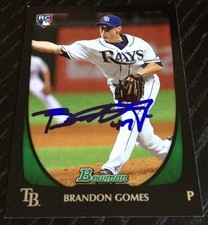 Brandon Gomes - 2011 Bowman Draft Rookie Signed Autograph Auto Card #41 (Rays). rookie card picture