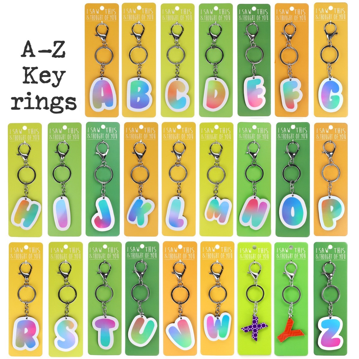Alphabet Initial Keyring Kids Colourful Personalised Letter Name