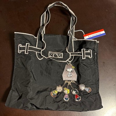 LA COUSETTE Snoopy Black Key Ring Tote Bag S Size Authentic
