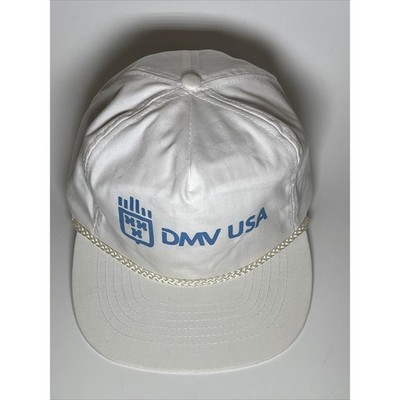 Vintage Otto Cap DMV USA Snapback Hat White Blue Rope Detail Adjustable Mens