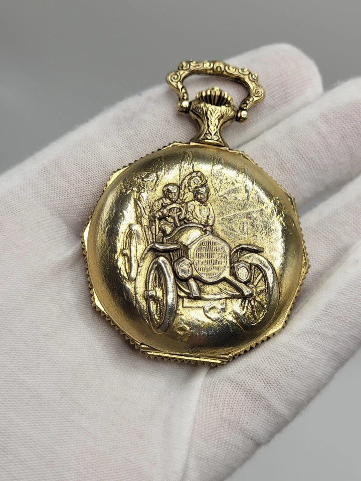 47mm [MINT] Majestime Vintage Gold-Tone 17 Jewel Swiss Made Pocket Watch - Image 4 of 4