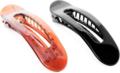 RC ROCHE 2 Pcs Flat Claw Hair Clips for Women Thick Hair, Medium Black | Duckbil - Image 1 of 4