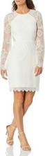 BCBG MAX AZRIA Women's 12 Ambrose Lace Tulle Sheath Dress Formal Off White NWT