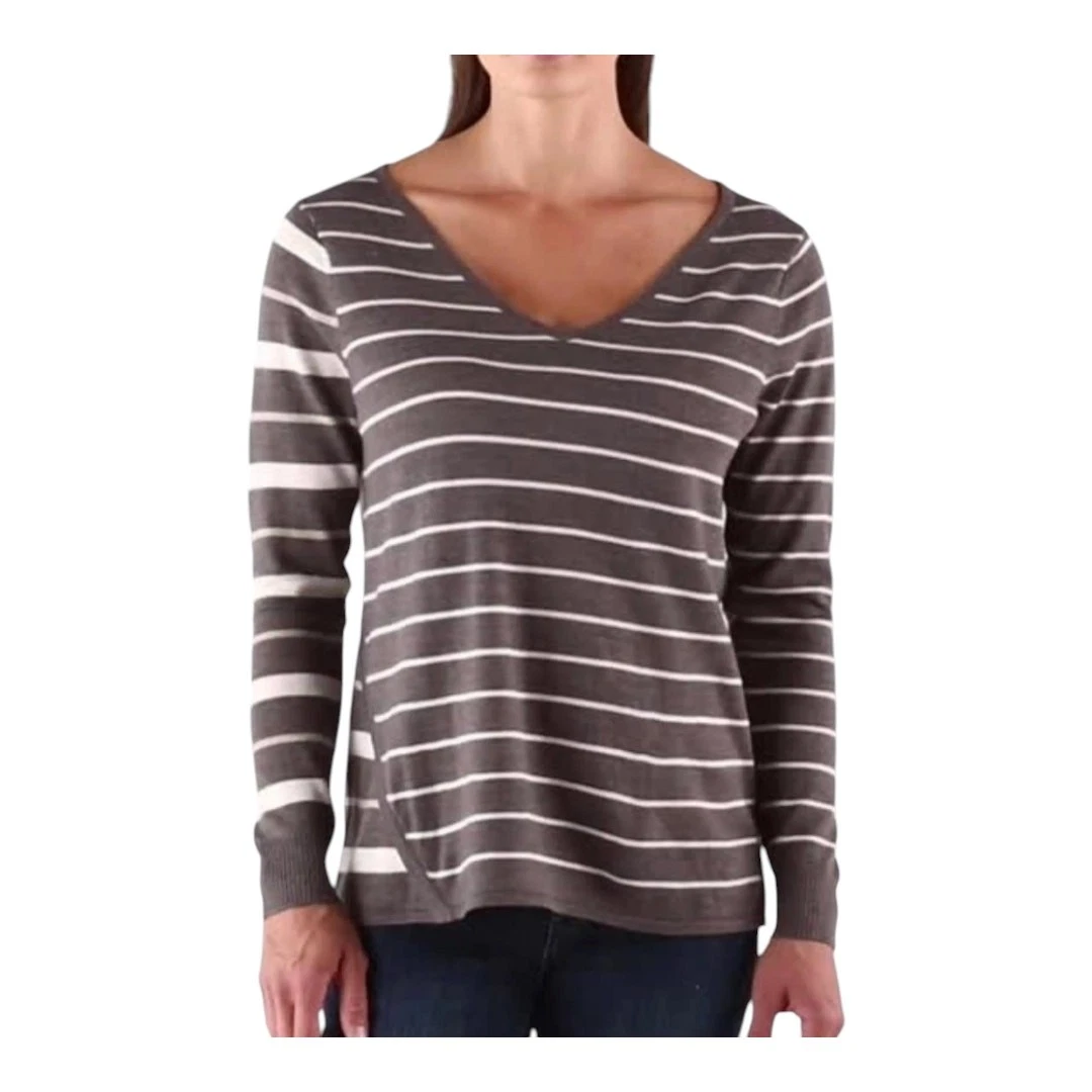 smartwool split stripe merino wool blend v-neck sweater