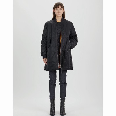 Acne Studios Coos Paw17 Long Bomber Jacket Black Size 38 US Medium Lined Coat