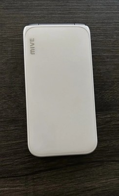 MIVE White Flip Phone Mobile Cellular Device, Flip Style, White, with Clear Case
