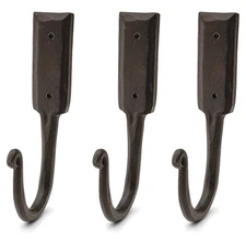 Kings County Tools Heavy Duty Forged Coat Kitchen Hooks 6.5” Set Of 3 Black