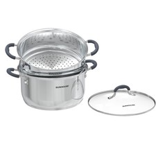 Stainless Steel Steamer Pot 2Tier Vegetable Dumpling Cookware Saucepan 3.1 Qt