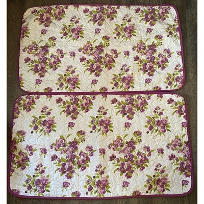 2 Traditions by Waverly Quilted Pillow Shams Primrose Patio Violet Floral solid
