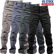 Men Tactical Cargo Pants Soldier Straight-fit Work Combat Trousers Outdoor Pants