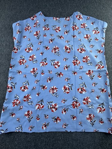 Hilary Radley Shirt Women's Small Blue Floral Combo Short Sleeve Blouse New - Picture 12 of 13