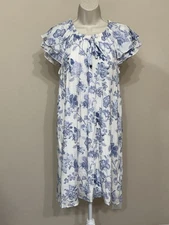 Naïf Women’s Blue & Ivory Short Flared Sleeve Round Neck Comfort Summer Dress S