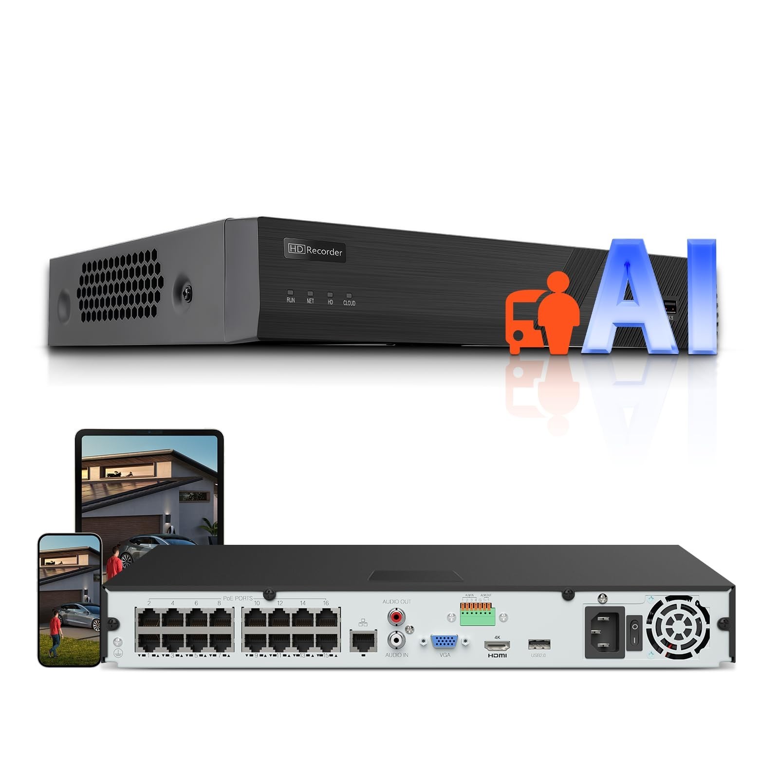 Anpviz AI 16CH PoE NVR Network Video Recorder, NVR Support 1