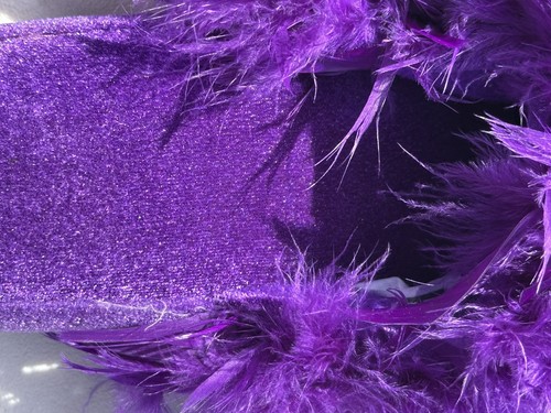 Fuzzy Feather Home Slippers Purple Feather Flat Slippers Women's Size 6.5 - 7.5 - Imagen 7 de 7