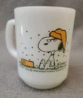 Vntg 1958 Snoopy I Hate When It Snows On My French Toast Coffee Mug Milk Glass