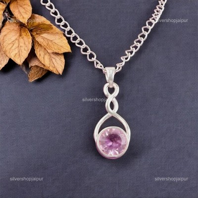 925 Silver Faceted Morganite Gemstone Hypoallergenic Best Daughters Gift Pendant