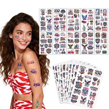 100Pcs 4th of July Tattoos,Fourth Tattoos 2.68inchesx4.72 Inch, Blue