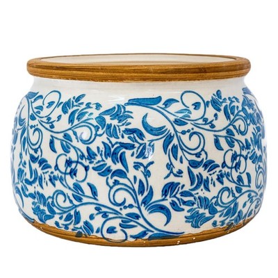 Vintage Ceramic Flower Pot - Indoor Outdoor Planters with Drainage Holes & Fi...