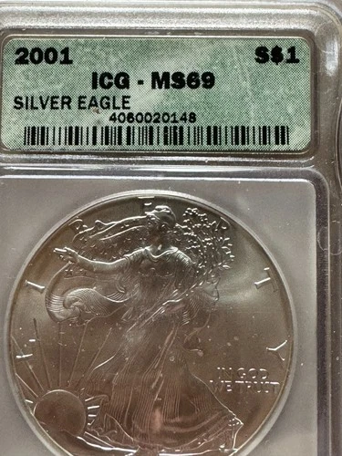 2001 American Silver Eagle ICG MS69+