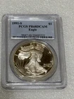 1991 S Proof Silver Eagle PCGS PR68 DCAM Blue Label ~~ Golden Beauty