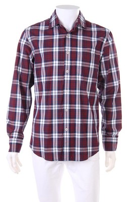 Marc O´Polo kariertes Hemd Elbow Patches M dunkelblau Regular Fit
