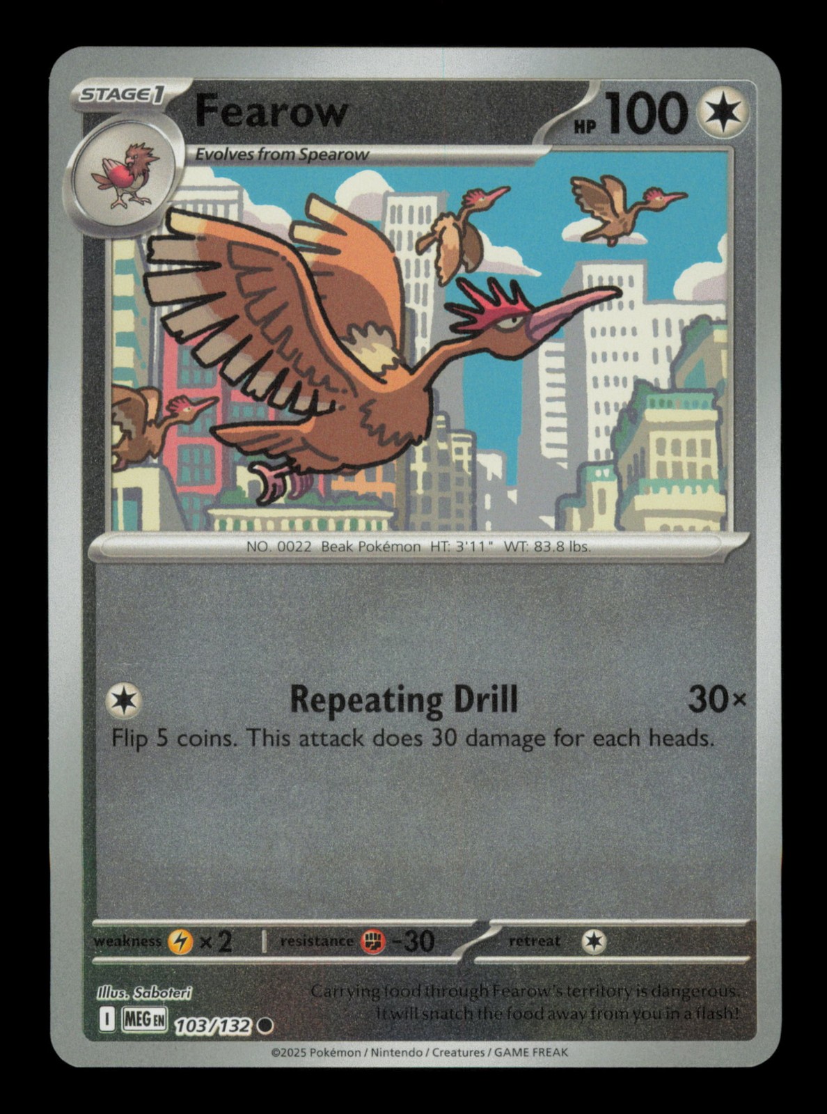 Fearow Common ME01: Mega Evolution 103/132 Reverse Holo NM