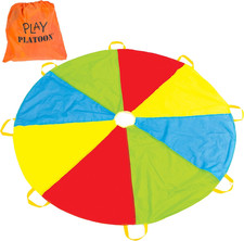 Rainbow Parachute Toy for Kids, 6 Ft Play Parachute Game with 8 Handles, PE Equi