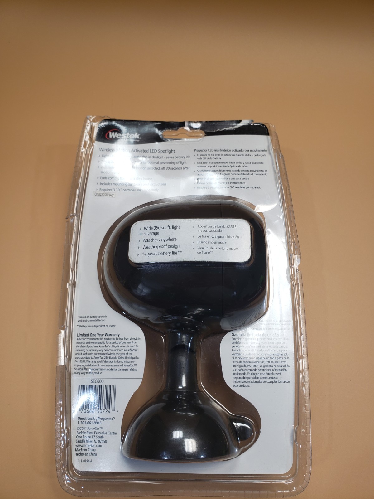 Westek Wireless Motion Activated LED Spotlight SEC600 Battery Operated 