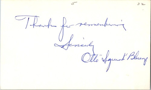 -Otto Bluege- (d.1977) Signed/Autograph/Auto Index Card Cincinnati Reds MLB