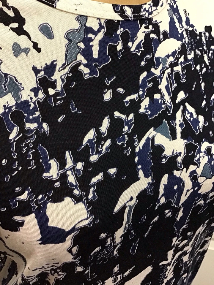 复古 Lynn Ritchie 多色丝绸混纺抽象印花上衣 XL 码 — 第 3/4 张图片