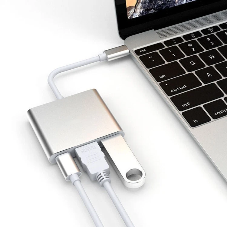 USB-C auf HDMI 3in1 Hub Adapter 4K PD USB 3.0 für MacBook Samsung Huawei Laptop - Bild 3 von 4