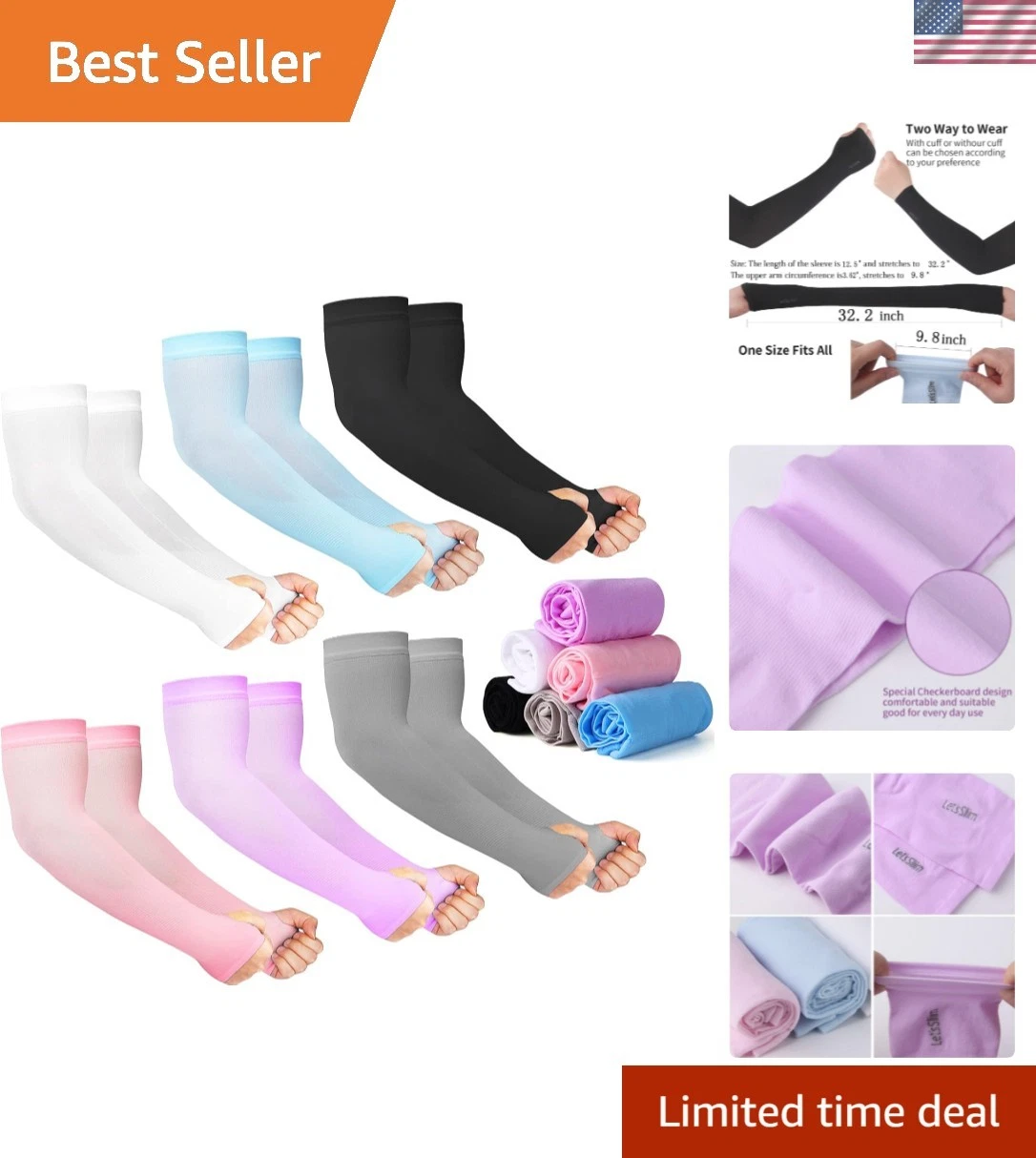 12 Pairs Sun Protection Sleeves UV Cooling Arm Men Women Sports with Thumb Ho...
Opens in a new wind