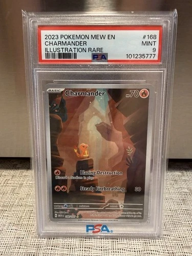 2023 Pokémon MEW EN Charmander Illustration Rare SV151 168/165 PSA 9 MINT Holo
