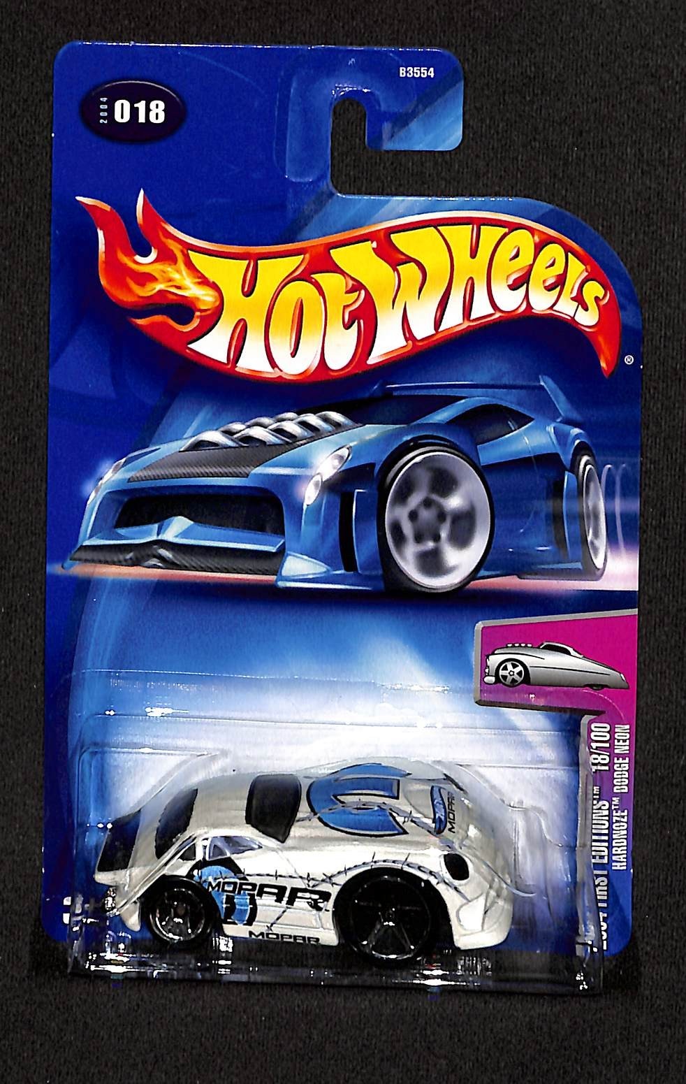 Hot Wheels 2004 First Editions #18 Hardnoze Dodge Neon White w/ 5SPs Facing Left