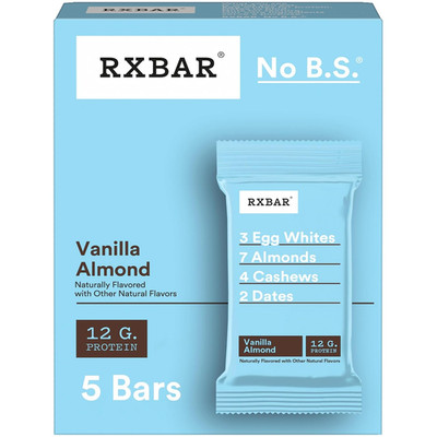 RXBAR Protein Bars, 12G Protein, Gluten Free Snacks, Vanilla Almond, 9.15Oz (5 B