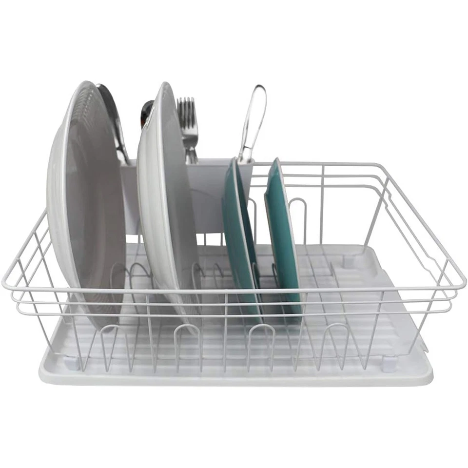 Estante para platos Contempo Home Basics 3 piezas, blanco Foto 3 de 4