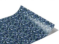 Rwraps Blue Camouflage Pixel Peacock Gloss Vinyl Film Wrap 59in x 6in Vinyl
