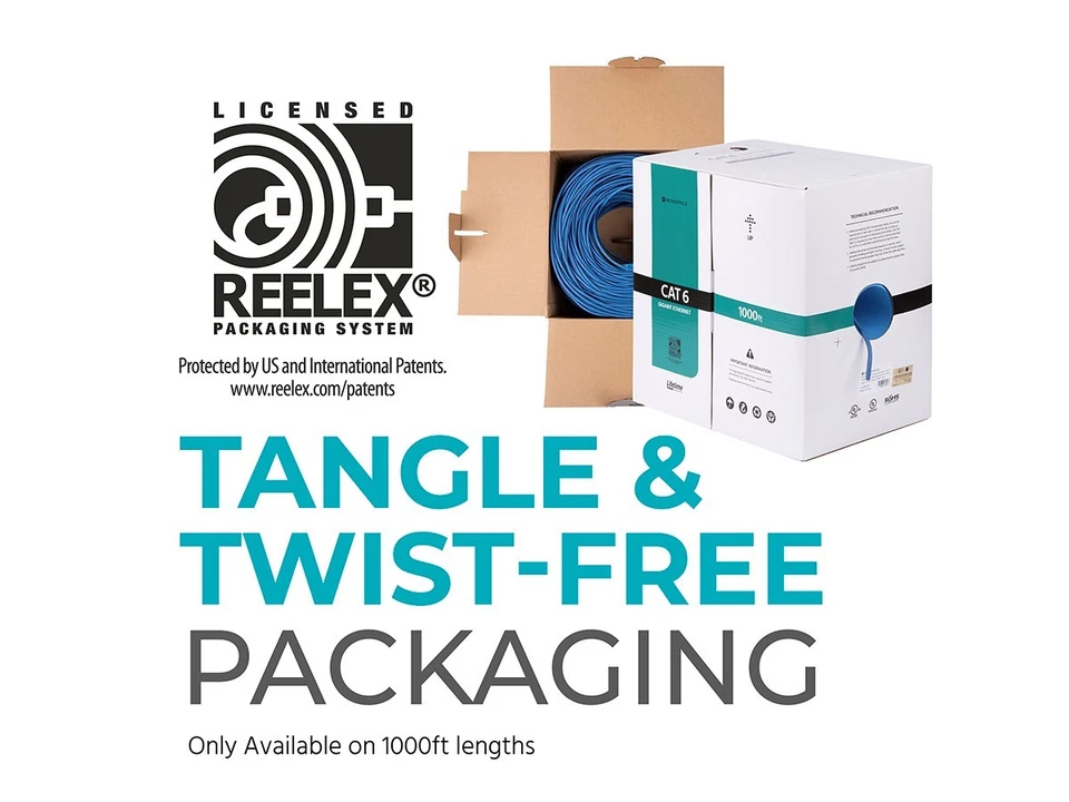 Cat6 Ethernet Bulk Cable Solid 500Mhz UTP Copper Wire 23AWG 1000ft Blue CMR Wire - Image 4 of 4